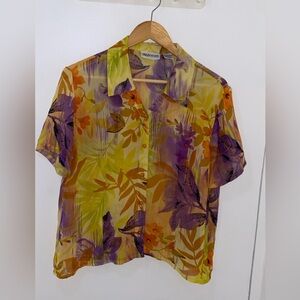Apparenza Women's Vibrant Floral Button Down Shirt